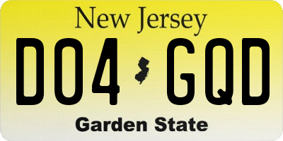 NJ license plate D04GQD