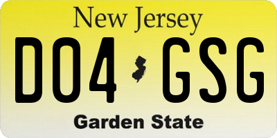 NJ license plate D04GSG