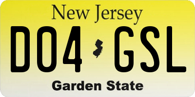 NJ license plate D04GSL