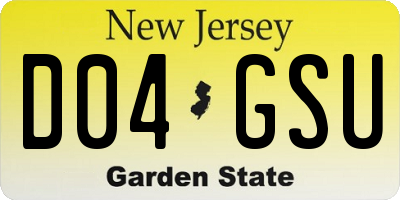 NJ license plate D04GSU