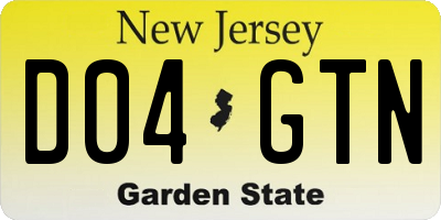 NJ license plate D04GTN