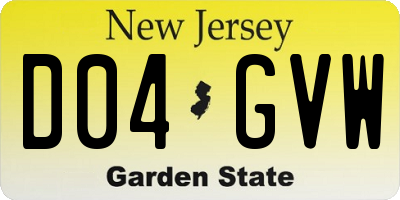 NJ license plate D04GVW