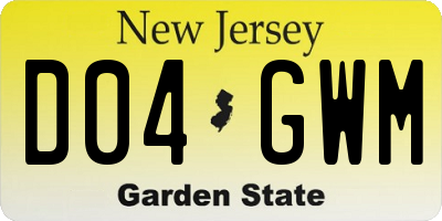 NJ license plate D04GWM