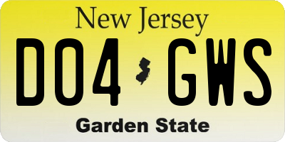 NJ license plate D04GWS