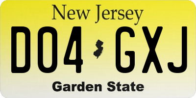 NJ license plate D04GXJ