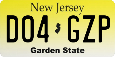 NJ license plate D04GZP