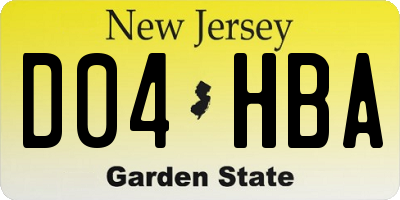 NJ license plate D04HBA