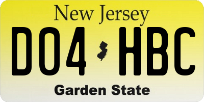 NJ license plate D04HBC