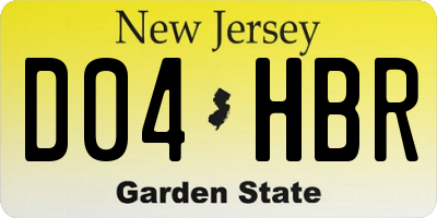 NJ license plate D04HBR