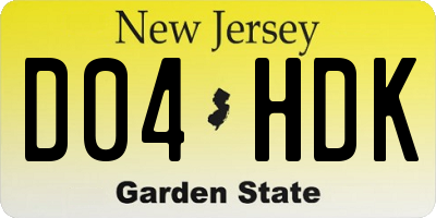 NJ license plate D04HDK