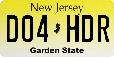 NJ license plate D04HDR