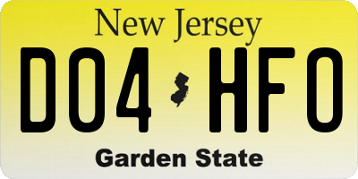NJ license plate D04HFO