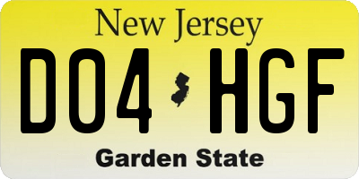 NJ license plate D04HGF