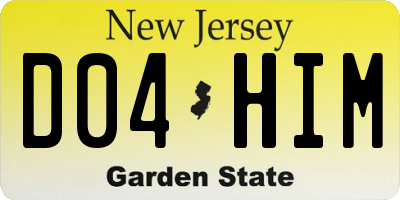 NJ license plate D04HIM