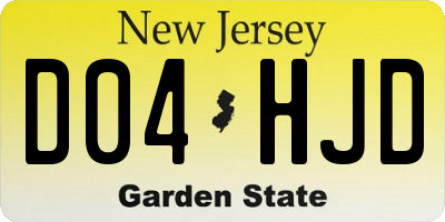 NJ license plate D04HJD