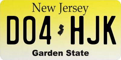NJ license plate D04HJK