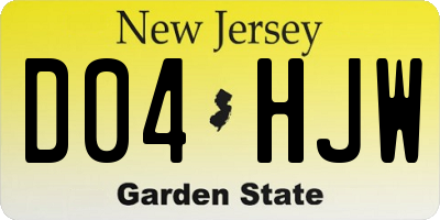 NJ license plate D04HJW