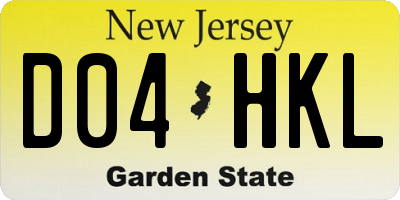 NJ license plate D04HKL