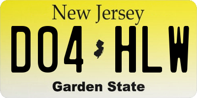 NJ license plate D04HLW