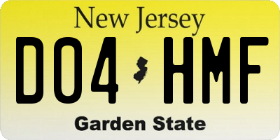 NJ license plate D04HMF
