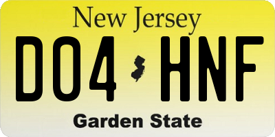 NJ license plate D04HNF