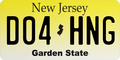 NJ license plate D04HNG
