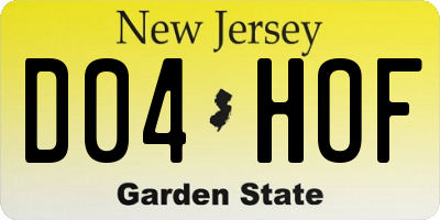 NJ license plate D04HOF