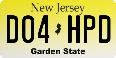 NJ license plate D04HPD