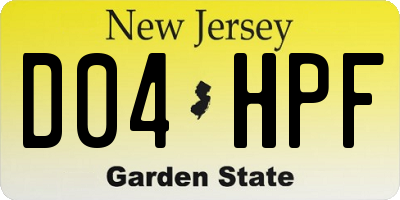 NJ license plate D04HPF