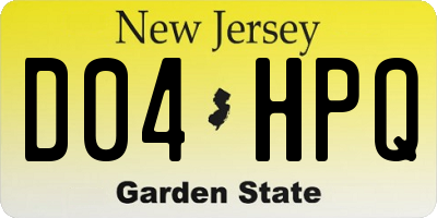 NJ license plate D04HPQ