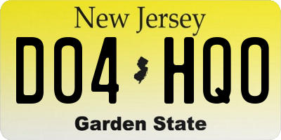 NJ license plate D04HQO