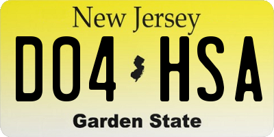 NJ license plate D04HSA