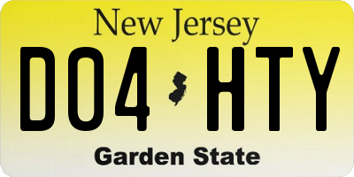 NJ license plate D04HTY