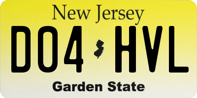 NJ license plate D04HVL