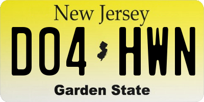 NJ license plate D04HWN