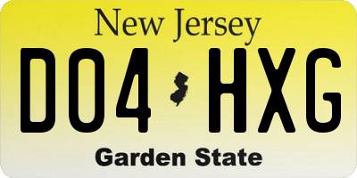 NJ license plate D04HXG
