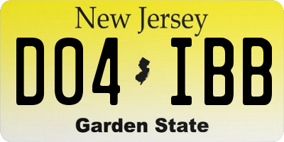 NJ license plate D04IBB
