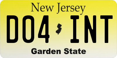 NJ license plate D04INT