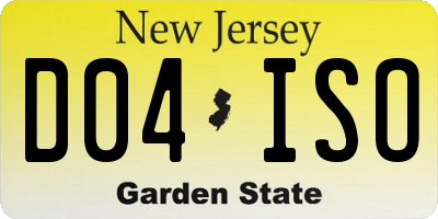 NJ license plate D04ISO