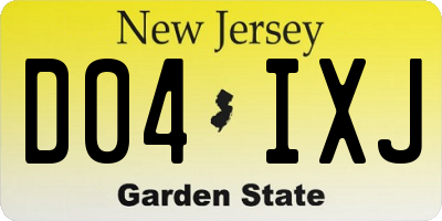 NJ license plate D04IXJ