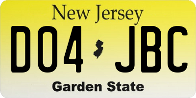 NJ license plate D04JBC
