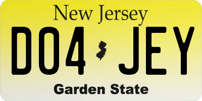 NJ license plate D04JEY
