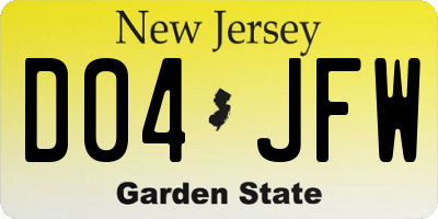 NJ license plate D04JFW