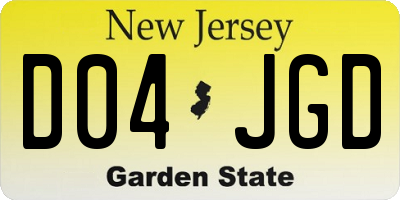 NJ license plate D04JGD