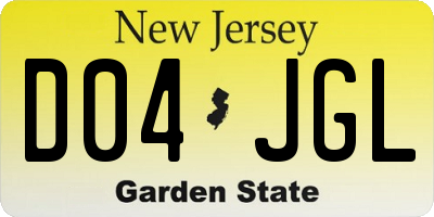 NJ license plate D04JGL
