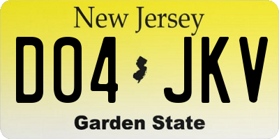 NJ license plate D04JKV
