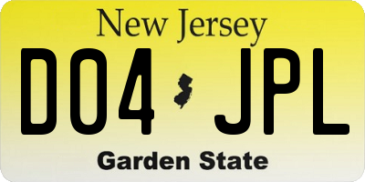 NJ license plate D04JPL