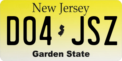 NJ license plate D04JSZ