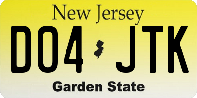 NJ license plate D04JTK