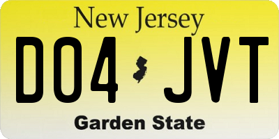 NJ license plate D04JVT
